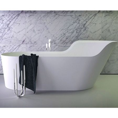 KNIEF Glow Ванна отдельностоящая ассимметричная правая  182х82х70/50см  со сливом, цвет белый матовый