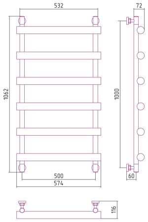 Полотенцесушитель водяной АТЛАНТ 1000х500 (Матовый Чёрный) Полотенцесушитель водяной АТЛАНТ 1000х500 (Матовый Чёрный)