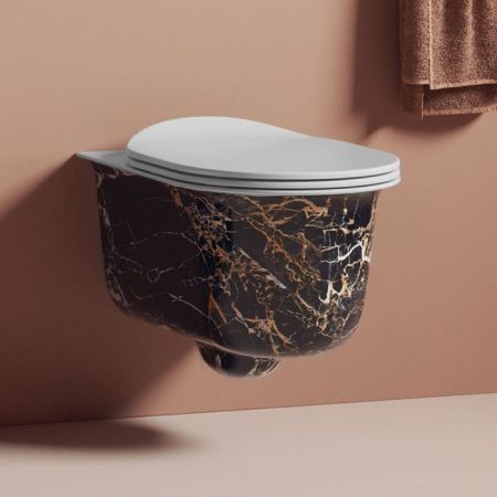 Artceram CHIC Унитаз подвесной  безободковый 38х53 см, с крепеж. цвет portoro gold