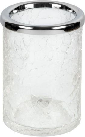 Surya Crystal, стакан 7х7хh10 см, эффект битого стекла, цвет хром, артикул 6601/CH-CRD