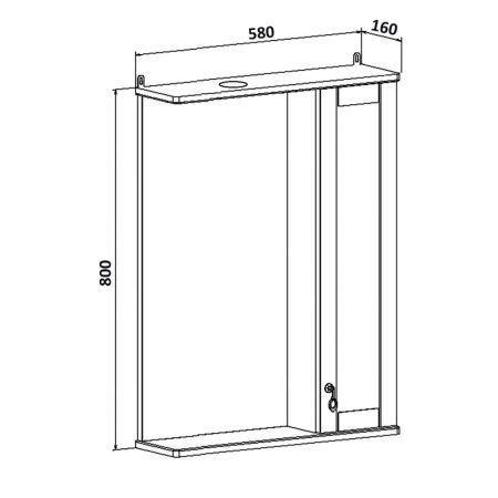 Зеркальный шкаф Runo правый Мерида 58 (00-00000740), артикул 00-00000740