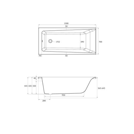Ванна Cersanit  прямоугольная LORENA 150x70 (64531), артикул 64531