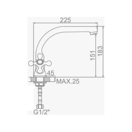 Смеситель для кухни D-Lin D153825-M, хром