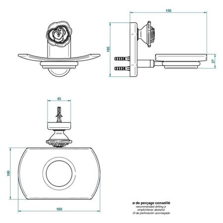 THG ROSE Мыльница стеклянная, подвесная, цвет полированное золото