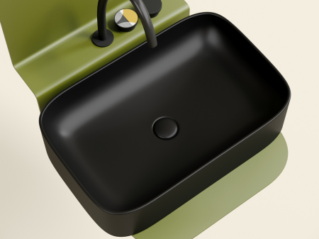 Умывальник чаша накладная прямоугольная (цвет Черный Матовый) Элемент (Element) 605x380x122мм, артикул CN6053MB