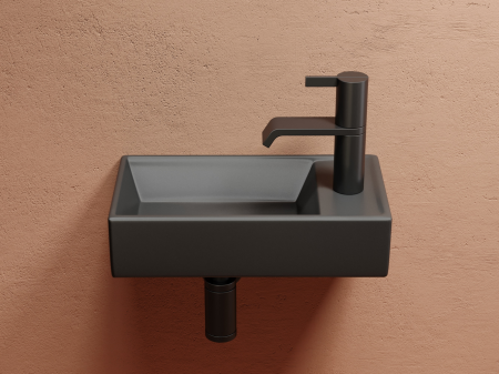 Умывальник подвесной прямоугольный (чаша слева, отверстие под смеситель справа) цвет темный антрацит матовый Элемент (Element) 407x217x100, артикул CN6051LMDH