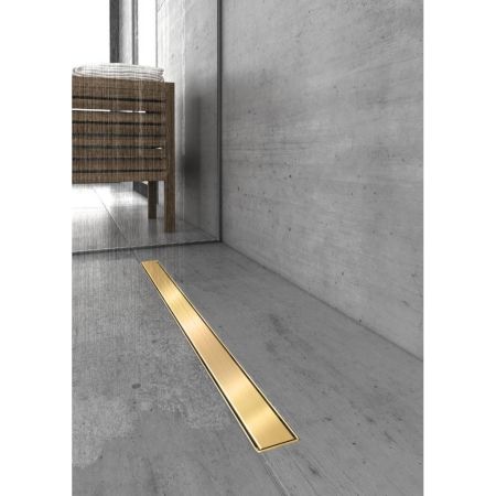 Желоб BERGES водосток В1 Keramik 900, золото глянец, S-сифон D50/105 H50 вертикальный, артикул 092020