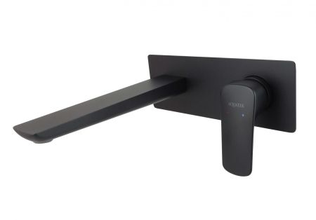 Смеситель для раковины настенный AQUATEK (внешняя и скрытая часть), матовый черный AQ1013MB ВЕГА, артикул AQ1013MB
