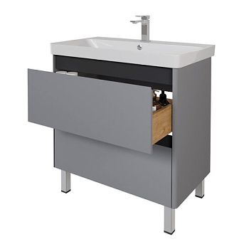 Тумба с раковиной подвесная/напольная Dreja Luxury Plus 80 см, серый базальт