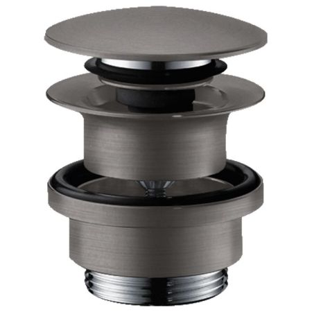 Донный клапан, Hansgrohe, назначение-для раковин и биде, ширина, мм-100, тип-Push-Open, форма крышки-круглая, цвет-шлифованный черный хром, артикул 50100340