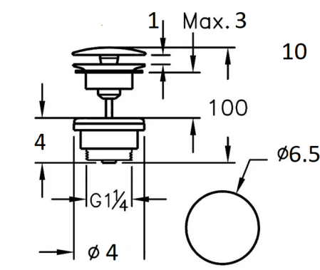 Донный клапан для раковины CeramaLux универсальный, хром, артикул 