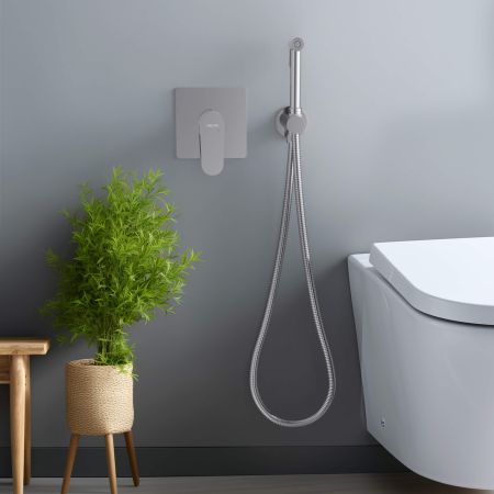 Набор с гигиеническим душем (смеситель + гигиеническая лейка + шланг + шланговое подсоединение с держателем) AQUATEK AQ1219CR ОБЕРОН, артикул AQ1219CR