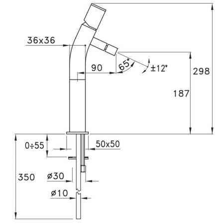 Stella Bamboo Quadro Смеситель для накладной раковины на 1 отверстие 3222HP120, цвет: хром, артикул BQ 00103 CR00