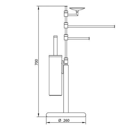 Bongio T Mix Стойка с аксессуарами напольная, 700x260 мм, цвет золото 24к., артикул 30053OR00