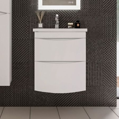 Тумба под раковину подвесная Бриклаер ВЕГА белый  с двумя ящиками, 60 см, артикул 4627125415739