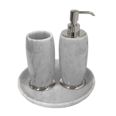 3SC Elegance MARMO Комплект: стакан, дозатор, лоток,  мрамор bianco carrara/,цвет: хром