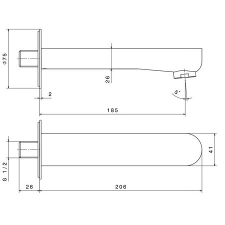Настенный излив OLE, матовый черный, артикул 69487KM.01.093