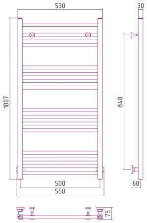 Полотенцесушитель водяной МОДУС 1000х500 (Шампань), артикул 020-0250-1050
