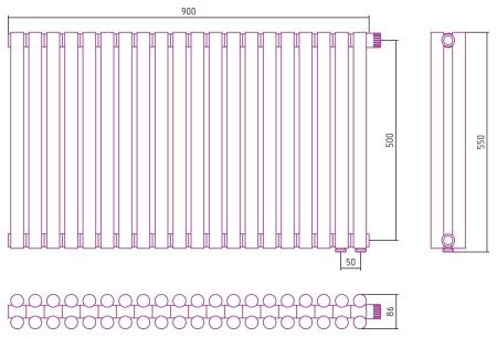 Отопительный радиатор ЭСТЕТ-11 н/ж EU50 500х900 / 20 сек (Без покрытия)