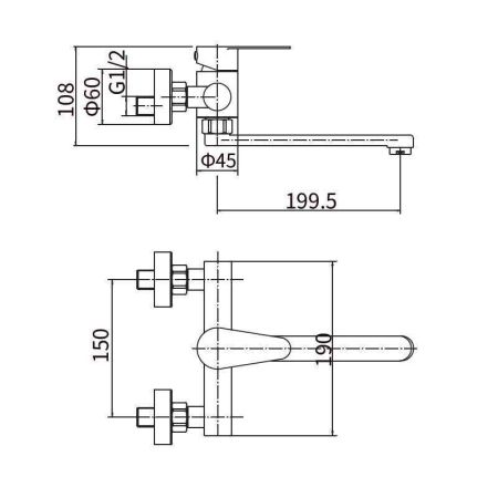 Настенный смеситель для кухни FASHUN A54615, сатин