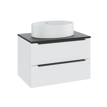 Тумба Runo Орлеан 60 белый матовый/чёрный подвесная под накладной умывальник (00-00004649)