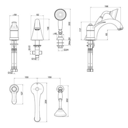 FIMA|Carlo Frattini Lamp Смеситель на борт ванны, с душевым комплектом, цвет хром