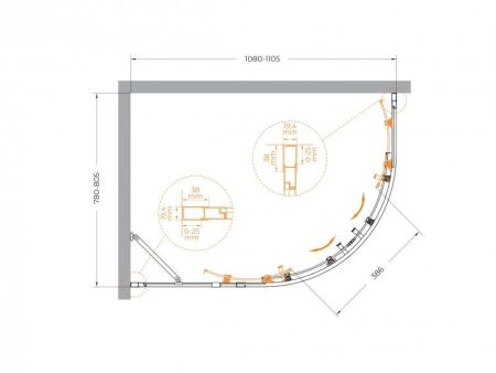 MOLVENO-RH-2-130/100-C-BORO-IV Душевой уголок, артикул MOLVENO-RH-2-130/100-C-BORO-IV