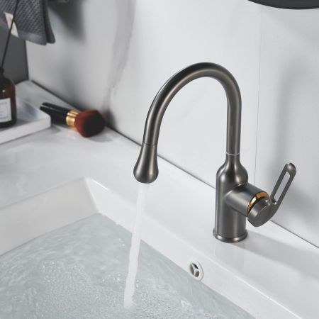 Смеситель для раковины Raffine F101T, оружейная сталь, артикул F101T