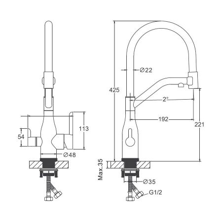 Смеситель для кухни с подключением фильтра BELZ B78815-1, сатин