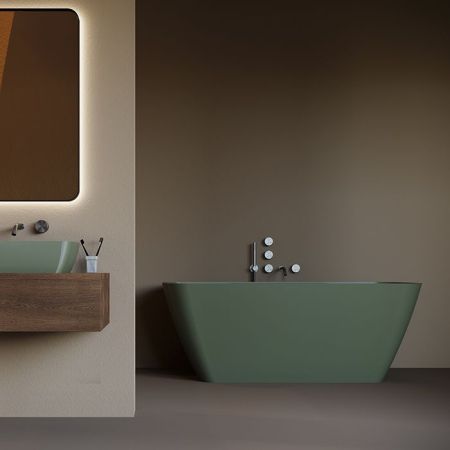 Salini AGATHA Ванна отдельностоящая 1800х800х660мм, донный клапан "Up&Down", сифон,  слив-перелив, мат-л: S-Stone, матовый, RAL6003 Фурнитура: RAL6003, артикул 100221MRF RAL6003