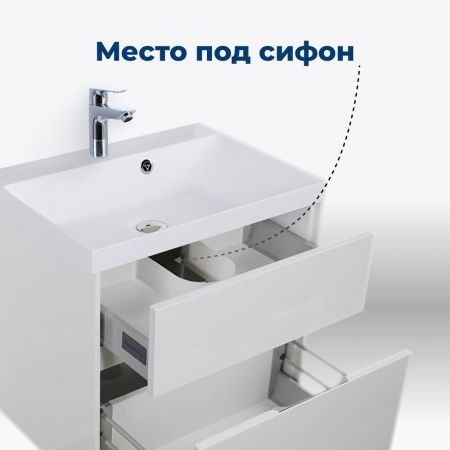 Тумба под раковину Aquanet Латина 60 белый (2 ящика) Тумба под раковину Aquanet Латина 60 белый (2 ящика)
