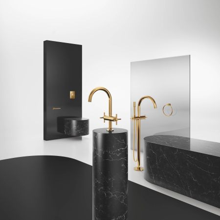 Смеситель для ванны GROHE Atrio New двухвентильный, напольного монтажа, холодный рассвет глянец (25044GL3)