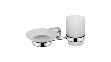 Стакан для зубных щеток с мыльницей Fixsen Kvadro FX-61306+08 Хром, артикул FX-61306+08