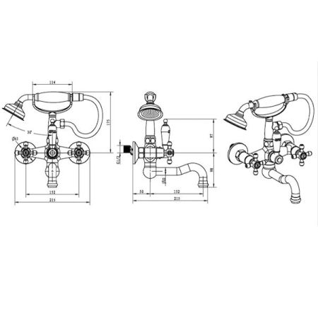 Смеситель для ванны Boheme Royal Cristal 313-RoyalCRST Бронза, артикул 313-RoyalCRST