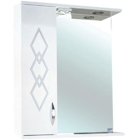 Зеркало со шкафом Bellezza Элеганс 50 L 4618606522015 с подсветкой Белое, артикул 4618606522015