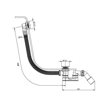 Слив-перелив, Almar, для ванны, цвет-никель брашированный/шлифованный, артикул E096003.NB