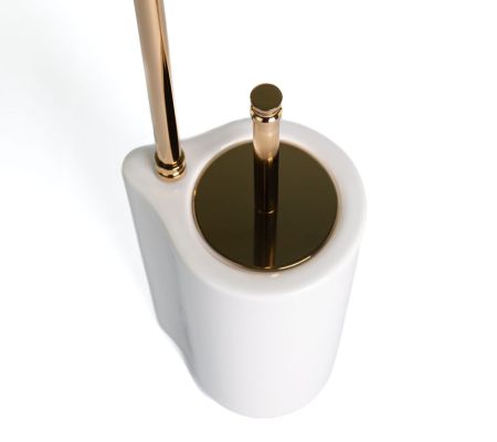 Stil Haus Hashi, стойка h62 см: бумагодержатель/белый керамический ёрш, цвет золото