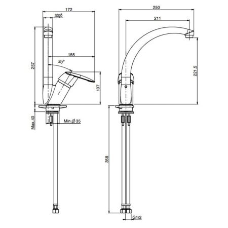 FIMA|Carlo Frattini Kitchen Смеситель для кухни, вращающийся излив, цвет хром, артикул F3207/2CR