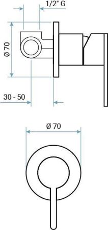 Emmevi Filoinox, однорычажный встраиваемый смеситель для душа из нержавеющей стали, артикул 85009/IN