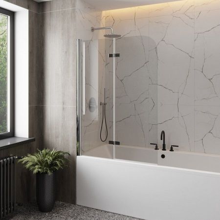 Шторка на ванну 100х140 см Maretti Valentina VA41R100140097-015, профиль хром, артикул VA41R100140097-015