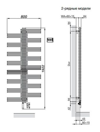 Электрический полотенцесушитель Zehnder Yucca YSDE-180-080/YD Белый, артикул YSDE-180-080/YD