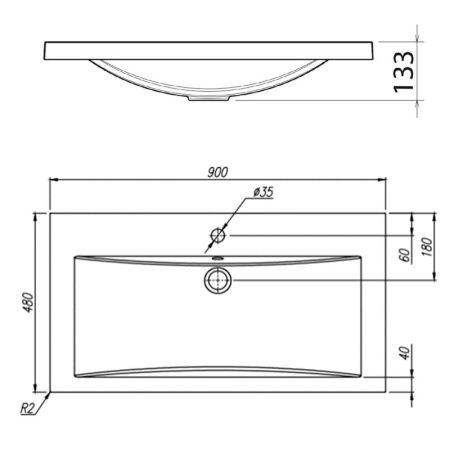 Раковина Florentina Анита 90 см 10.150.00900.307, серый шёлк, артикул 10.150.00900.307
