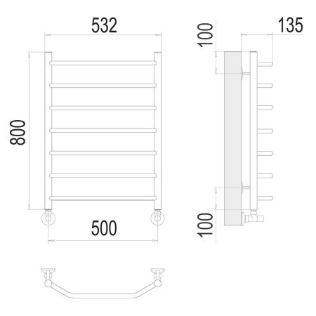 Полотенцесушитель водяной Terminus Виктория П8 50х80, артикул 4670078530134