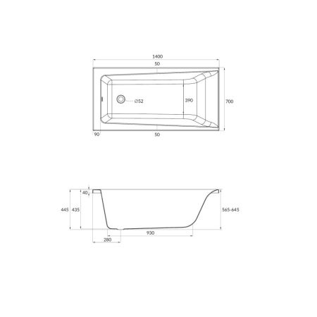 Ванна Cersanit  прямоугольная LORENA 140x70 (63345), артикул 63345