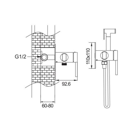Гигиенический душ со смесителем Rose R235, хром