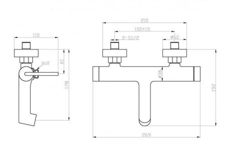 Смеситель для ванны и душа BELBAGNO ACQUA-VASM, артикул ACQUA-VASM-NERO