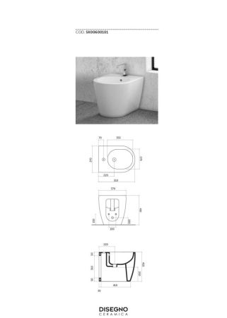 Disegno ceramica Skip, напольное биде, 51x37хh41 см, цвет черный глянцевый, артикул SK00600102