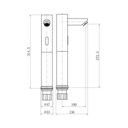 Смеситель для раковины сенсорный высокий FASHUN A514-1, сатин
