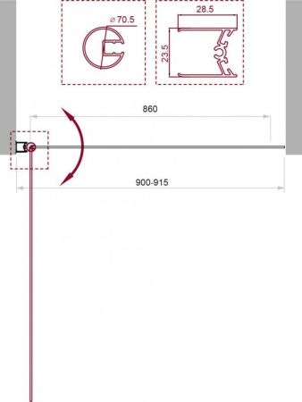 ДУШЕВАЯ ШТОРКА НА ВАННУ BELBAGNO UNO-V-1, артикул UNO-V-1-90/150-CH-CR