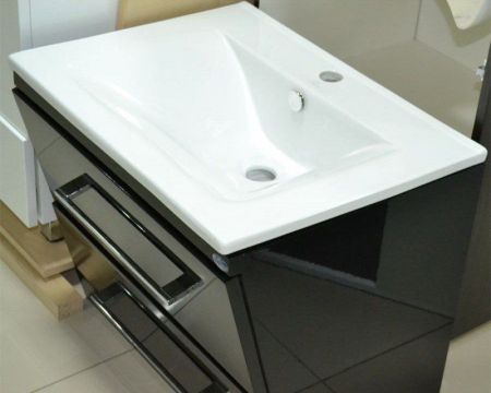 Тумба под раковину Bellezza Берта 75 4635212510045 подвесная Черная, артикул 4635212510045